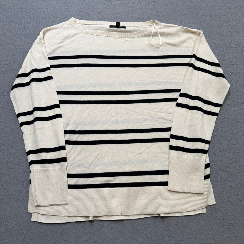 Banana Republic Forever Sweater Women's Medium White Navy Striped Knitted Preppy